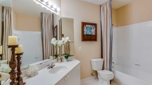 Toilet and shower at Remington apartments
