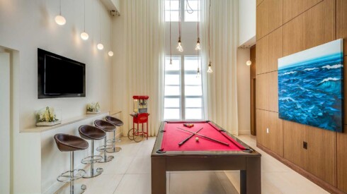 Billiard room in the lobby of the Windmill Parc apartments